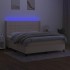 Cama box spring colchón y luces LED tela crema 160x200