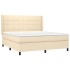 Cama box spring colchón y luces LED tela crema 160x200