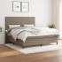 Cama box spring con colchón tela gris taupe 160x200