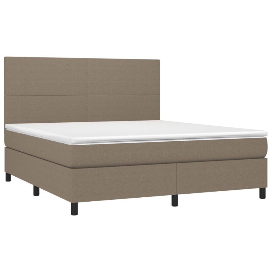 Cama box spring con colchón tela gris taupe 160x200