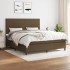 Cama box spring con colchón tela marrón oscuro 160x200