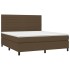 Cama box spring con colchón tela marrón oscuro 160x200