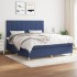 Cama box spring con colchón tela azul 160x200