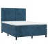 Cama box spring con colchón terciopelo azul oscuro 140x200