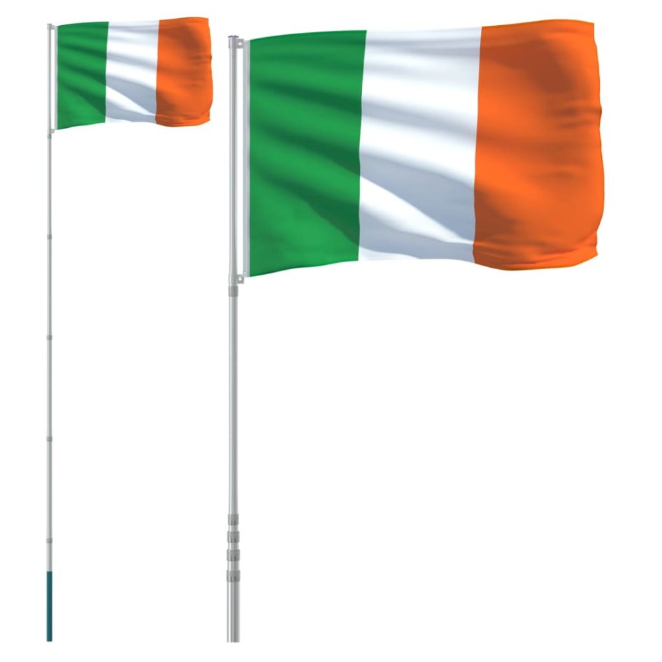 Mástil y bandera de Irlanda aluminio 5,55
