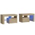 Mesitas de noche con luces LED 2 uds roble Sonoma