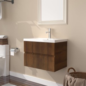 Mueble de baño con lavabo madera contrachapada marrón