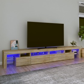 Mueble de TV con luces LED roble Sonoma 260x36,5x40