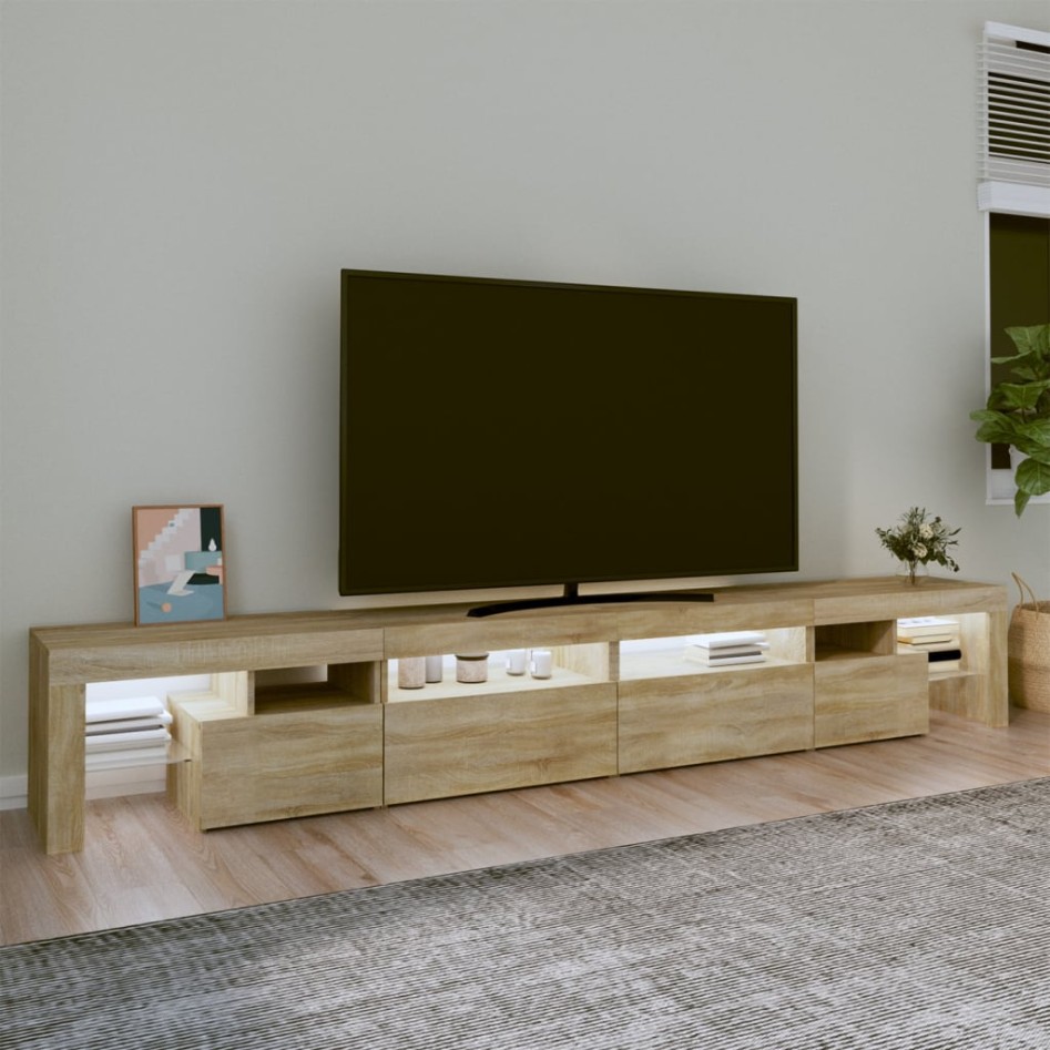 Mueble de TV con luces LED roble Sonoma 260x36,5x40