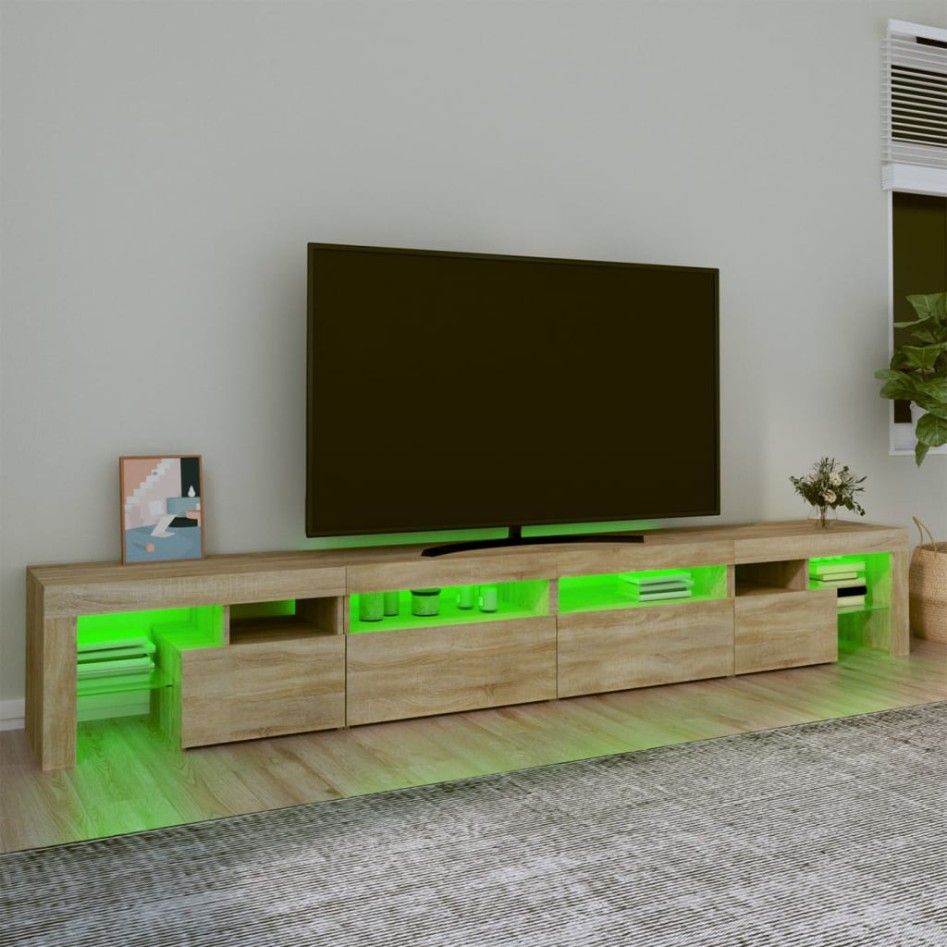 Mueble de TV con luces LED roble Sonoma 260x36,5x40