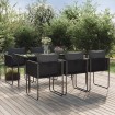 Juego de comedor para jardín 7 piezas negro