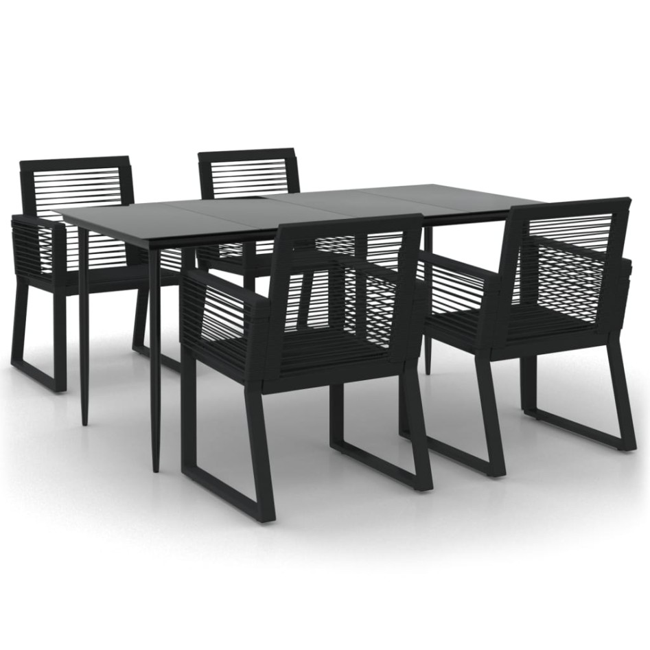 Juego de comedor de jardín 5 piezas ratán PVC