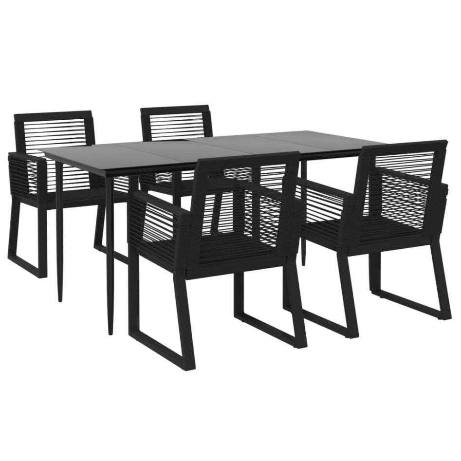 Juego de comedor de jardín 5 piezas ratán PVC