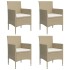 Juego de comedor de jardín 5 piezas con cojines beige y