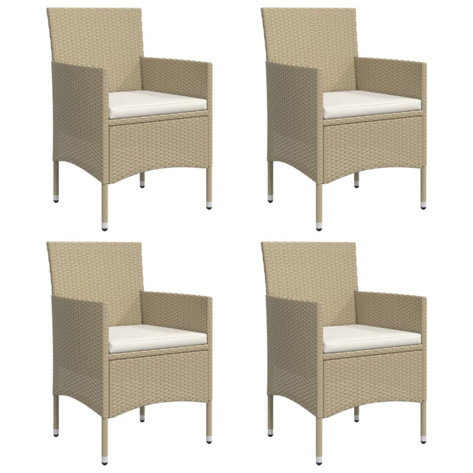 Juego de comedor de jardín 5 piezas con cojines beige y