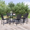 Juego de comedor de jardín 7 piezas ratán sintético negro