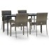 Set comedor jardín 5 pzas y cojines ratán sintético negro