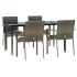Set comedor jardín 5 pzas y cojines ratán sintético negro