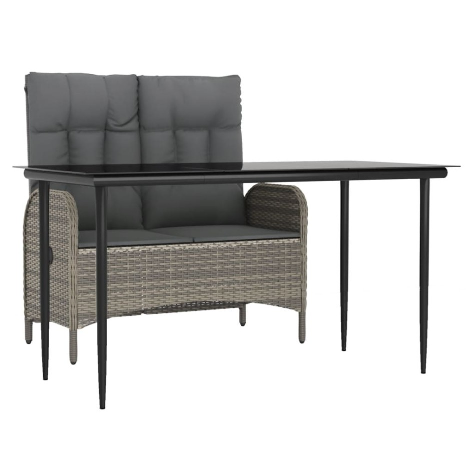 Juego de comedor jardín 2 pzas con cojines ratán sintético