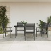 Juego de comedor para jardín 5 piezas acero y textilene negro