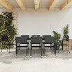 Juego de comedor de jardín 9 pzas ratán sintético y acero negro
