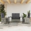 Juego de comedor de jardín 4 piezas con cojines ratán PE gris