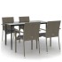 Set comedor jardín 5 pzas y cojines ratán sintético negro