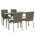 Set comedor jardín 5 pzas y cojines ratán sintético negro