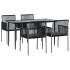 Set comedor jardín 5 pzas y cojines acero ratán sintético