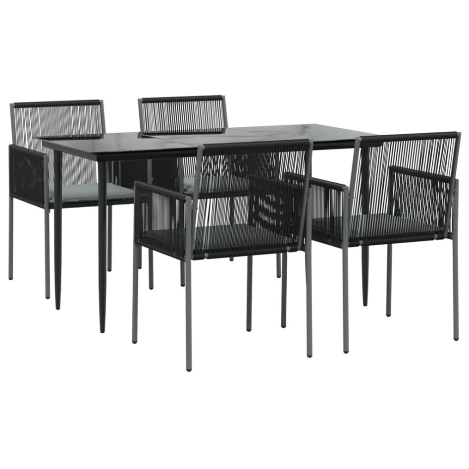 Set comedor jardín 5 pzas y cojines acero ratán sintético