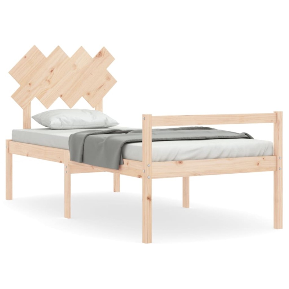 Cama para personas mayores con cabecero madera maciza 90x200