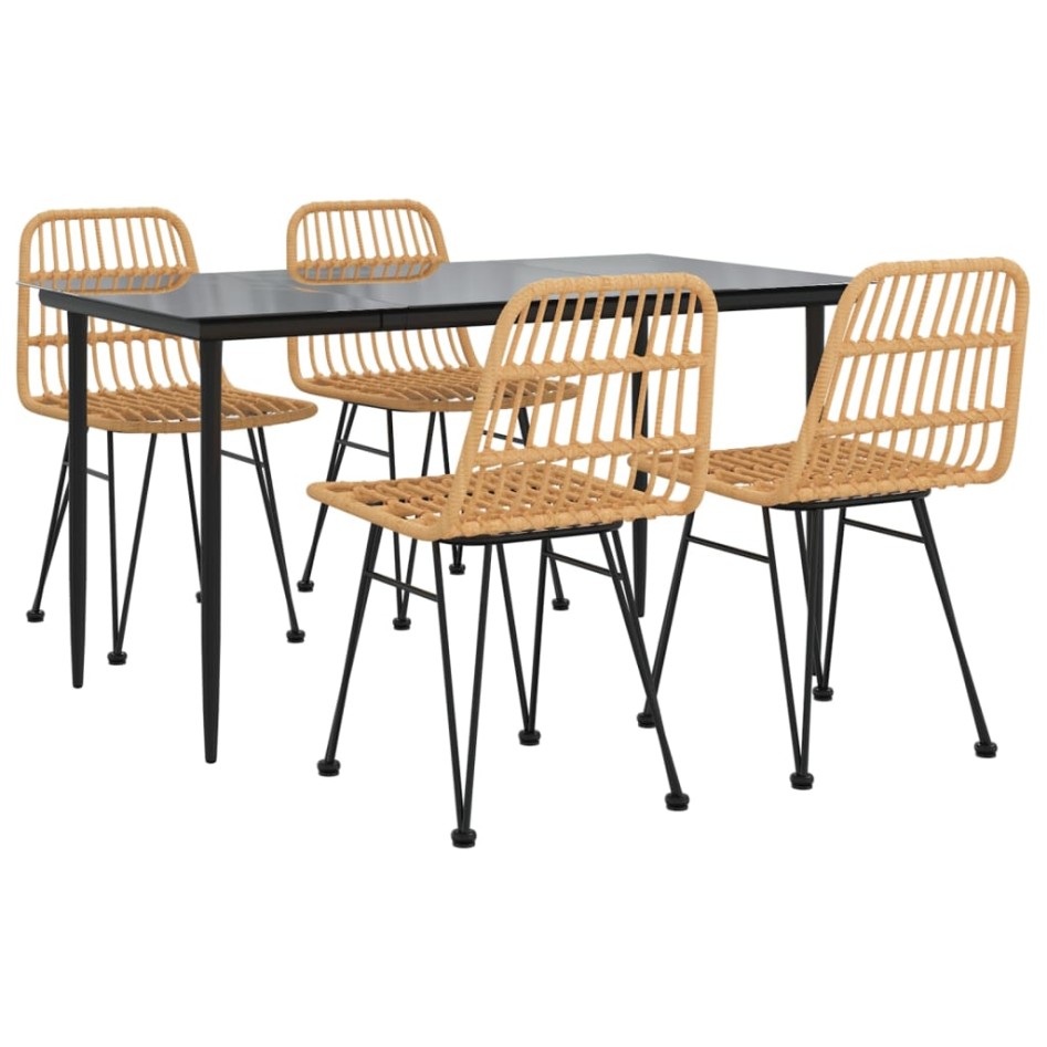 Juego de comedor de jardín 5 piezas ratán