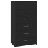 Aparador con 6 cajones madera contrachapada negro 50x34x96