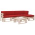 Muebles de palets 4 pzas y cojines madera pino