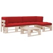 Muebles de palets 4 pzas y cojines madera pino impregnada