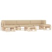 Muebles de palets 6 pzas y cojines madera pino impregnada