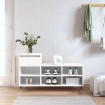 Mueble zapatero madera contrachapada blanco brillo 102x36x60 cm