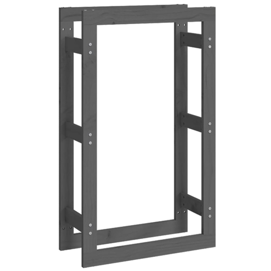 Estante para leña madera maciza de pino gris 60x25x100