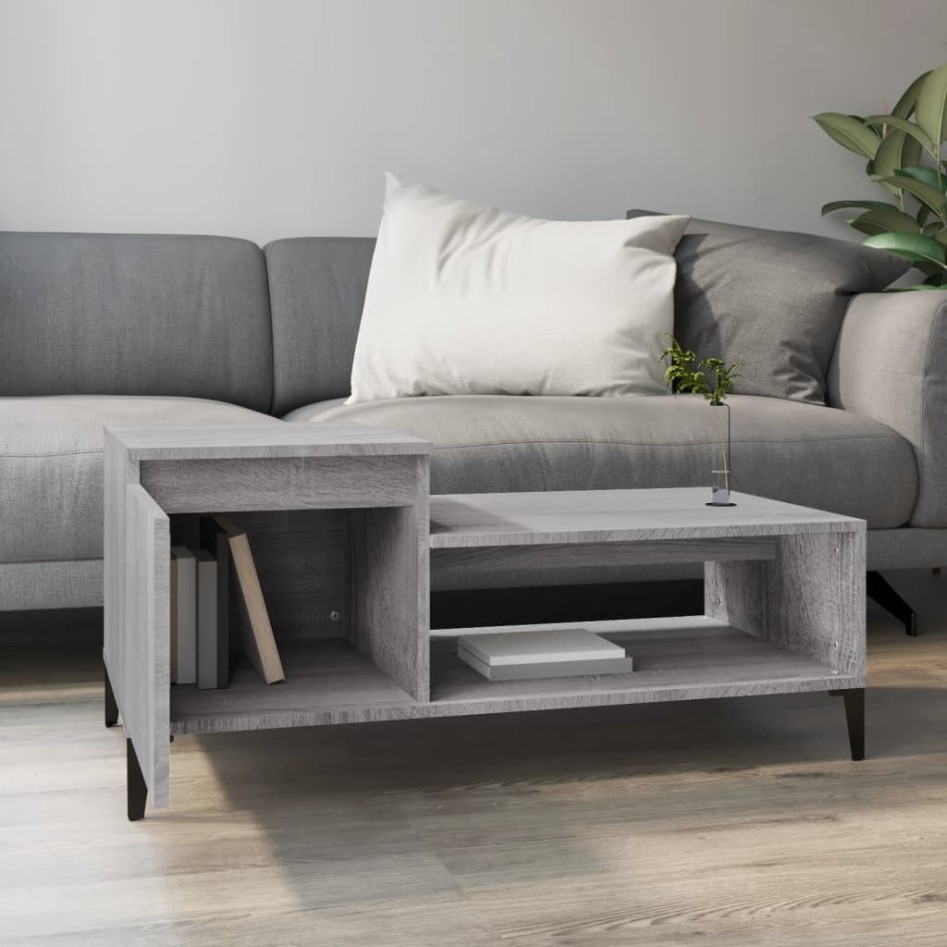 Mesa de centro madera contrachapada gris Sonoma 100x50x45