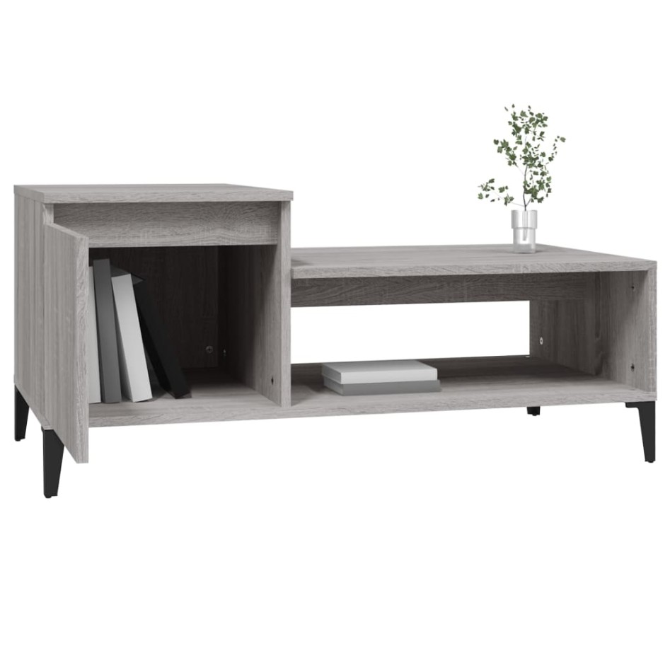 Mesa de centro madera contrachapada gris Sonoma 100x50x45