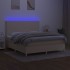 Cama box spring colchón y luces LED tela crema 160x200