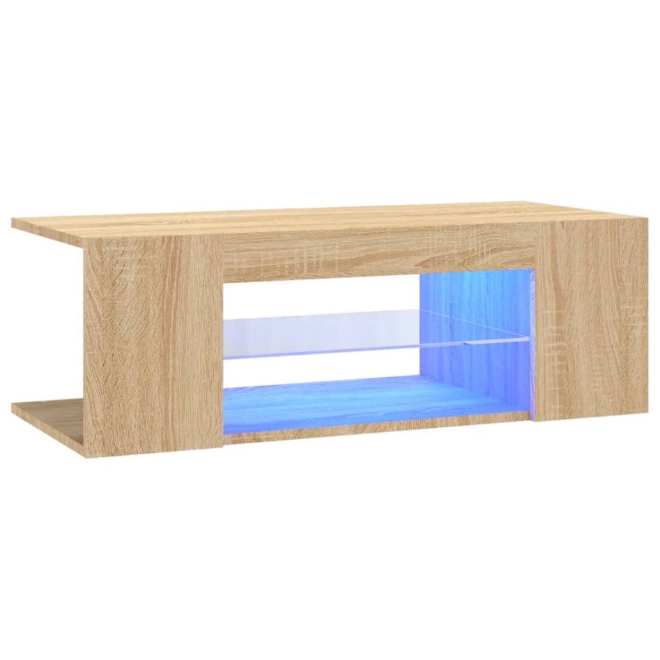 Mueble de TV con luces LED roble Sonoma 90x39x30
