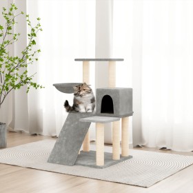 Rascador para gatos con postes de sisal gris claro 82