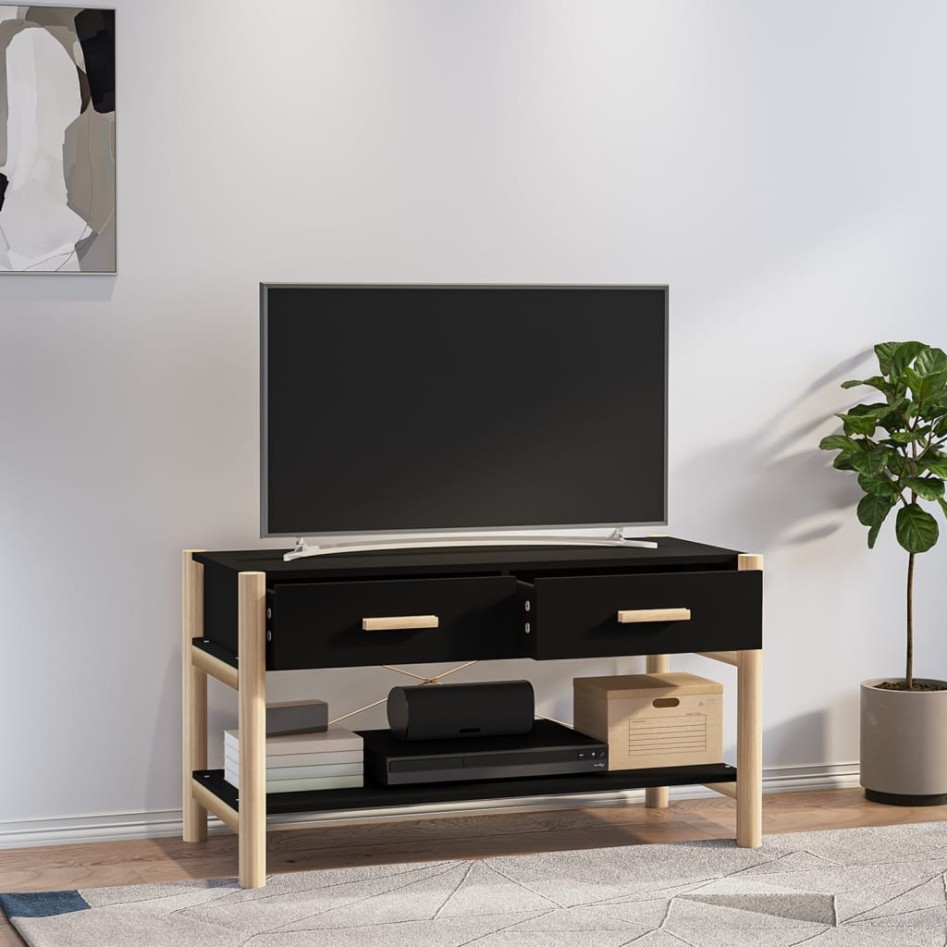 Mueble para TV madera contrachapada negro 82x38x45