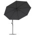 Sombrilla voladiza de jardín con poste de aluminio negro 350