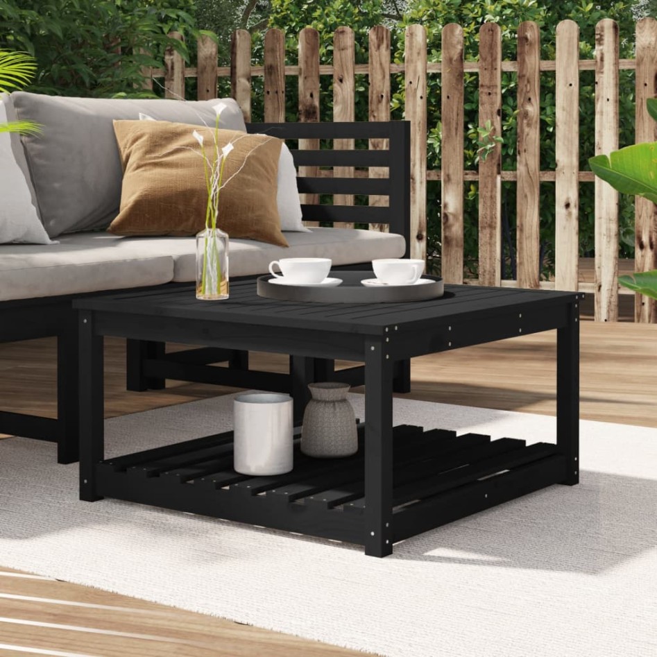 Mesa de jardín madera maciza pino negro 82,5x82,5x45