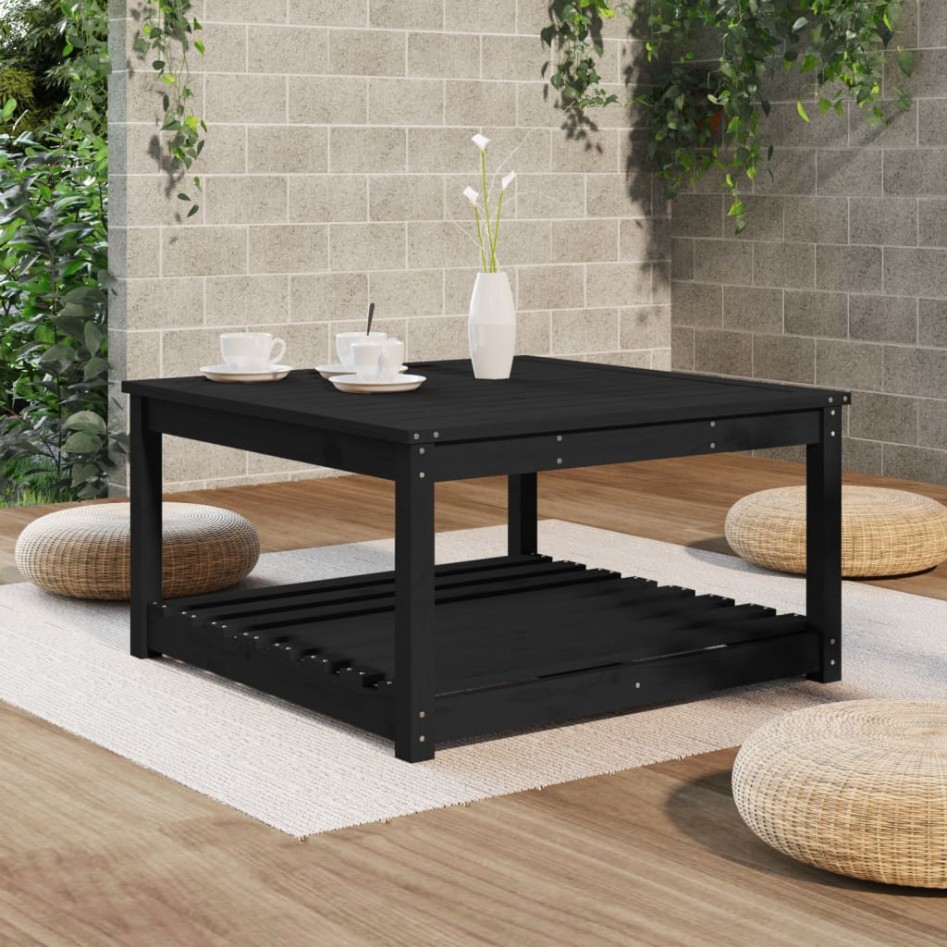 Mesa de jardín madera maciza pino negro 82,5x82,5x45
