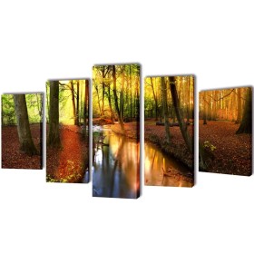 Set decorativo de lienzos para la pared modelo bosque, 200 x 100