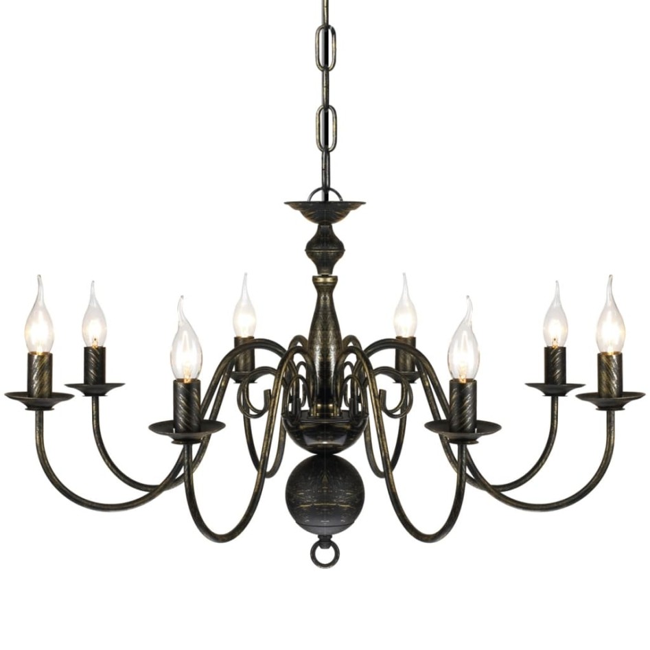 Lámpara de araña antique metal negro 8 bombillas