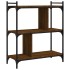 Librería 3 estantes madera ingeniería marrón roble 76x32x88